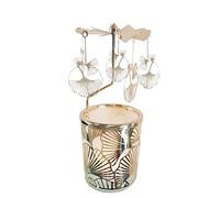 Kingnero Rotatif Chandelier Rotative Tournante Porte Bougie Support De Lampe à thé Bougie Carrousel Métal Moulin à Vent Bougie Bâton pour Maman, Femme, Femme et Enfant Cadeaux Cadeaux