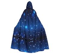 KINGNOYI Tunique à capuche pour adulte motif étoile bleue - Cape d'Halloween - Costumes de cosplay, noir
