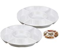 KINGOZOYI 2 Pcs Plateau à Assiettes de Service de Collation Divisée Ronde, Plateau de Conservation des Aliments pour Home