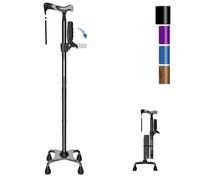 KingPavonini Canne de marche pour femme/homme avec deuxième poignée, pliable et réglable avec base à 4 dents pour se tenir debout, canne de marche légère pour personnes âgées et adultes, noir