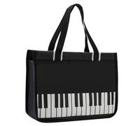 KingPoint Sac à bandoulière pour piano, avec notes de musique, sac à bandoulière réutilisable polyvalent pour le shopping, Sac à main touches du piano, S