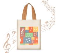 KingPoint Sac fourre-tout avec note de musique - Sac à bandoulière pour femme - Grande capacité - En velours - Style décontracté - Pour amateurs de musique, Sac à main avec note de musique - C