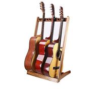KingPoint Support de sol pour guitares en bois, support de guitare multi-têtes, organiseur de collection de guitare, avec fente pour médiators pour guitares de toutes les formes (bois zébré)