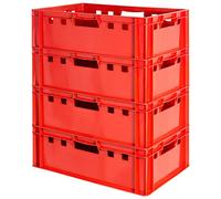 Kingpower 4x Boucher Caisse Viande Eurofleischkiste Rouge Empilement Plastique