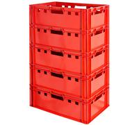 Kingpower 5x Caisse Viande E2 Euro empilable Rouge Plastique