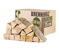 Kingpower bûches de hêtre 25 cm et 33 cm Bois de Chauffage 30 kg pour cheminée, feu de Camp, brasero, poêle, séché en séchoir prêt à l’Emploi