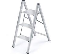 KINGRACK Échelle Pliante, escabeau, échelle de Maison, échelle en Aluminium, échelle à 3 marches, capacité de Charge jusqu'à 200 lbs, Aluminium