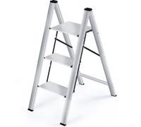 Kingrack Escabeau 3 Marches, échelle pliante en aluminium portable, chelle du ménage de sécurité multifonction - argent