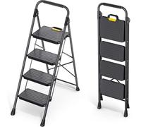 KINGRACK Escabeau à 4 marches en Acier Robuste avec Larges pédales antidérapantes, Main Courante, Design de Verrouillage sécurisé, Passe Les Tests de Charge de 362,9 kg, échelle Pliable Portable pour