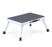 KINGRACK Marche Pied Pliable 1 Marches, MarchePied avec Tapis en Caoutchouc Antidérapant, Tabouret de Cuisine léger en Acier, Peut Supporter Jusqu'à 150 kg Blanc