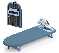 KINGRACK Table à Repasser, Pliable, avec Tapis de Repassage, Bleu | Compacte et légère, idéale pour voyage, dortoir et petits espaces
