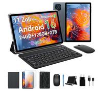 KINGRID T90 Tablette Android 16, 24GO RAM + 128GO ROM, Tablette Tactile 11 Pouces FHD avec Clavier Et Souris, 5G WiFi, 8000mAh, Widevine L1, Double Caméra, Reconnaissance Faciale, GPS, ÉTui