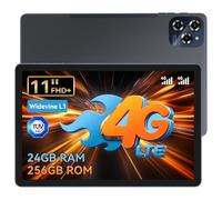 KINGRID W90 Tablette 4G avec Carte Sim - 24 Go+ 256 Go(4 to TF), Tablette Tactile 11 Pouces, 1920 * 1200 FHD+ Écran, Android 15, 8000 mAh, 16 MP+8 MP, Gemini AI, Widevine L1, GPS Intégré
