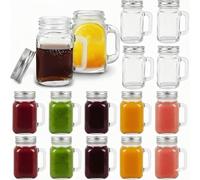 Kingrol Lot de 16 mini verres à shot Mason Jar de 60 ml avec couvercles, bocaux en verre pour boissons, desserts, bougies, loisirs créatifs