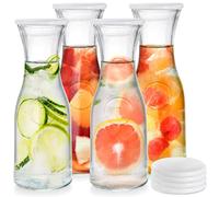 Kingrol Lot de 4 pichets en verre à col étroit pour eau, jus, thé glacé, boisson, vin, mimosa