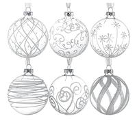 Kingrol Lot de 6 Boules en Verre de 8 cm - Boules de décoration de Sapin de Noël - Ornements à remplir pour projets de Bricolage, Noël, Mariage, fête, décoration d'intérieur