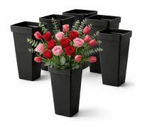 Kingrol Lot de 6 vases à Fleurs en Plastique, 33,5 x 17 cm de Haut, seaux à Fleurs Polyvalents de 33,5 cm, décoration pour la Maison, Le Bureau, Les centres de Table, Les événements, Noir