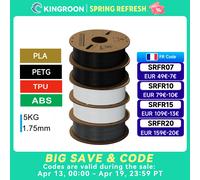 KINGROON - Filament d'imprimante 3D PLA PETG TPU ABS, lot de 5KG, noir, blanc, gris, 1.75mm, sans bulles, plastique, 5 rouleaux de 1kg, bobine aléatoire PLA White 5KG