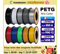 KINGROON PETG Filament d'imprimante 3D 1.75mm 5KG 10KG mélange de couleurs matériel d'impression 3D 1 kg/rouleau plastique petg pour imprimante 3d FDM 5kg Mix PETG B