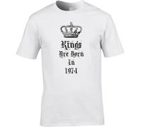 Kings are Born in 1974 Mens Yellow Mens Women T Shirt 100% Cotton 45Th Forty Five Birthday Gift Idea Royal Manches Courtes(Medium)