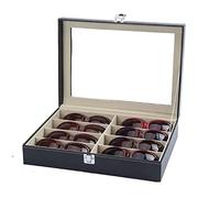 KingSaid Boîte à lunettes Ranger 8 Lunettes de Soleil ou Lunettes de Vue, 34x14x15 cm 1 Compartiments avec Vitrine Couverture sans Perdre ou Abîmer