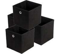KingSaid Boîtes de Rangement, Lot de 4, Coffres de Rangement en Tissu Non-Tissé avec Poignée, 32x 32cm, Cubes, pour Étagère, Pliables, Rangement de Vêtements (noir)