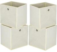KingSaid Boîtes de Rangement, Lot de 4, Coffres de Rangement en Tissu Non-Tissé avec Poignée, 32x 32cm, Cubes, pour Étagère, Pliables, Rangement de Vêtements (beige)