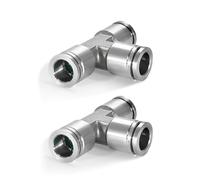 kingsea Lot de 2 raccords de tuyau à thé Push To Connect Fittings, raccord de tuyau en T pour raccords de tuyaux, acier inoxydable 304 PE pneumatique en T, 6 mm x 6 mm x 6 mm