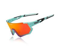 KINGSEVEN Lunettes de Cyclisme Polarisées pour Hommes Femmes Vélo Sport VTT Vélo de Route Lunettes de Soleil Avec 3 lentilles Interchangeables LS910 (C01 Limité Rouge)