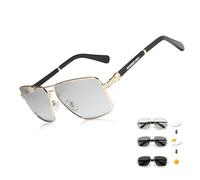 KINGSEVEN Lunettes de soleil avec revêtement polarisé 2023 Réinitialisation automatique Cadre Lunettes de conduite pour hommes/femmes Oculos 7790, Or photochrome, 60