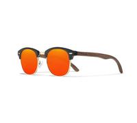 KINGSEVEN Lunettes de soleil faites à la main en bois de noyer noir 2023 pour hommes protection UV400 polarisées lunettes rétro semi-sans monture femmes Oculos, rouge, 49
