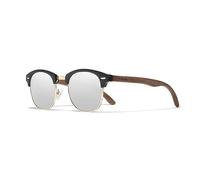 KINGSEVEN Lunettes de soleil faites à la main en bois de noyer noir 2023 pour hommes protection UV400 polarisées lunettes rétro semi-sans monture femmes Oculos, argenté, 49