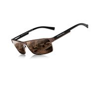 KINGSEVEN Lunettes de soleil photochromiques mode Hommes Femmes Polarisées Aviateur Lunettes de Soleil Carrées Anti-éblouissement Lunettes de Conduite UV400, marron, 62