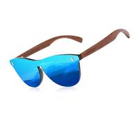 KINGSEVEN Lunettes de soleil pour femmes Lunettes de soleil en bois naturel Bubinga Hommes polarisées Mode Lunettes de soleil originales en bois Oculos de sol, bleu, 67