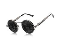KINGSEVEN Lunettes de soleil rondes pour homme - Polarisées - Classiques - Rétro gothique - Steampunk - Lunettes de soleil rondes avec protection UV, Pistolet gris, 47
