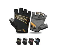 KINGSEVEN Vélo Gants de Cyclisme Respirant Lycra Tissu Absorbant Les Chocs VTT Demi Doigt Gants pour Hommes Femmes G751 (L, Jaune)