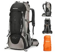 King'sGuard Sac à dos de randonnée de 50 l avec housse de pluie - Léger - Imperméable - Sans cadre, noir, 50L, Sacs à dos de voyage