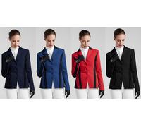 Kingsland Veste de concours Sila Master pour femmes Softshell bleu surf 4-way stretch respirant lavable col Alcantara, Taille:36