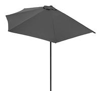 Kingsleeve® Demi-Parasol Ø 270 cm Anthracite Parasol de Balcon terrasse avec manivelle Pare-Soleil Protection Solaire UV 50+