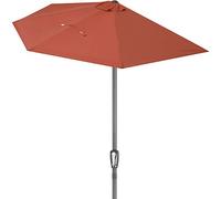 Kingsleeve® Demi-Parasol Ø 270 cm Terracotta Parasol de Balcon terrasse avec manivelle Pare-Soleil Protection Solaire UV 50+