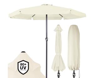 Kingsleeve Parasol Ø330cm Beige Parasol en aluminium avec manivelle Protection solaire jardin terrasse extérieur balcon