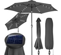 Kingsleeve® Parasol de Jardin extérieur LED Solaire 270cm Anthracite Pare-Soleil inclinable avec manivelle Protection UV 80+