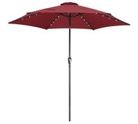 KINGSLEEVE® Parasol de jardin extérieur LED solaire 270cm rouge Pare-soleil inclinable avec manivelle Protection UV 80+