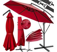 KINGSLEEVE® Parasol déporté Ø 330 cm inclinable rouge Parasol en aluminium avec manivelle Jardin Protection UV 40+
