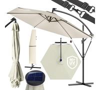 Kingsleeve® Parasol déporté inclinable Ø 330cm crème Pare-soleil en aluminium avec éclairage LED Protection UV80+ jardin