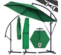Kingsleeve® Parasol déporté inclinable vert Ø 300cm Pare-soleil en aluminium avec manivelle housse Protection UV50+ jardin