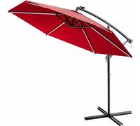 Kingsleeve® Parasol déporté LED - Protection UV 80+ - Support solaire - Housse de protection - 300 cm - Grande manivelle - Pour balcon, terrasse, jardin