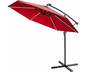 Kingsleeve® Parasol déporté LED - Protection UV 80+ - Support solaire - Housse de protection - 300 cm - Grande manivelle - Pour balcon, terrasse, jardin