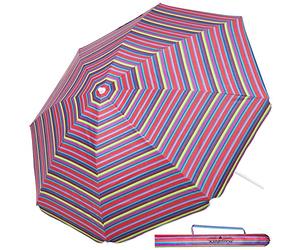 Kingsleeve Parasol UV 50+ sac de transport - Grand parasol de plage imperméable - Inclinable - Réglable en hauteur - Piquet de terre - Pour balcon, plage - Rond - Multicolore