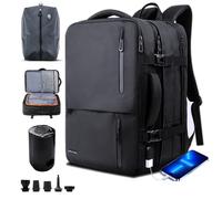 KINGSLONG Sac a Dos Sous Vides: 35L Voyage Cabine Avion Bag Extensible Backpack Avec Pompe 17 Pouces PC Convient Pour les Voyages d'affaires Hommes Imperméable à l'eau Noir